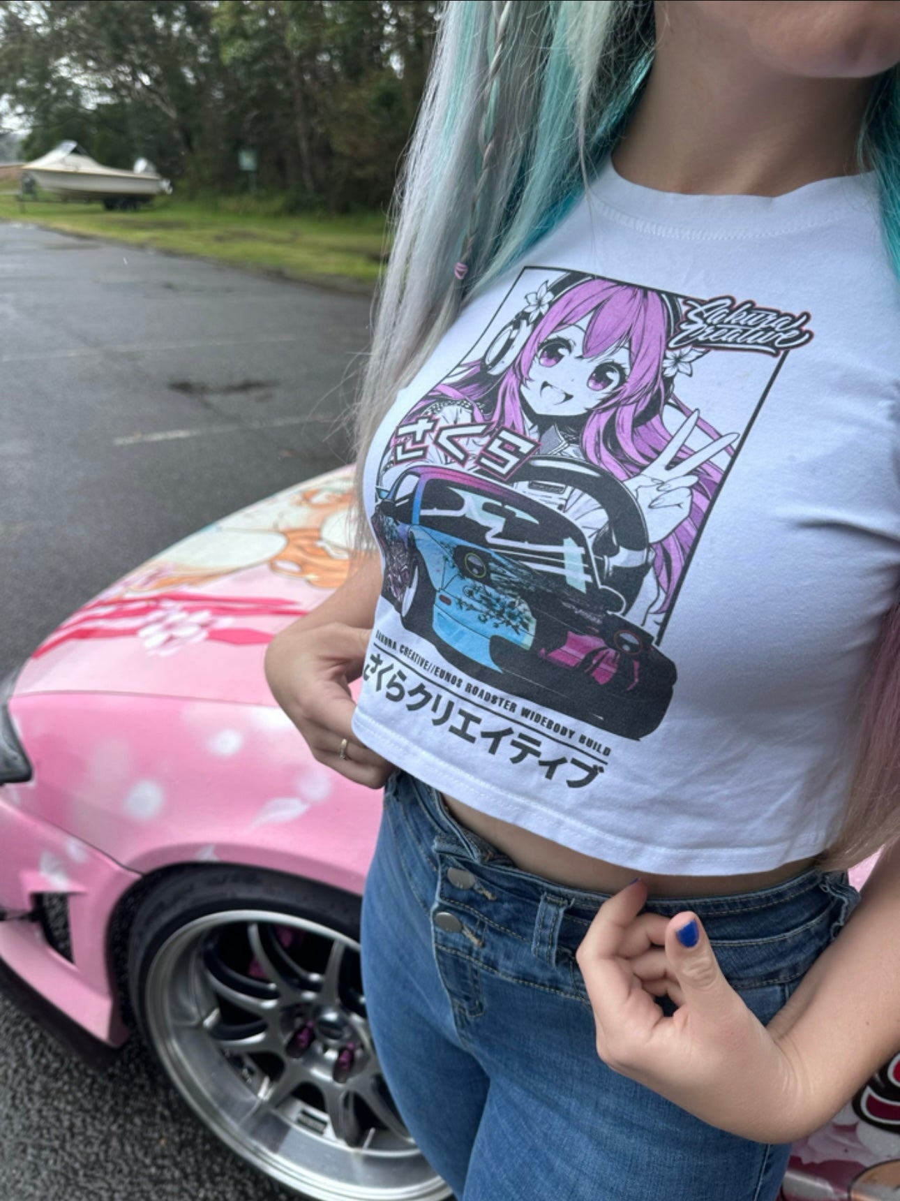 かわいいロードスタークロップトップ